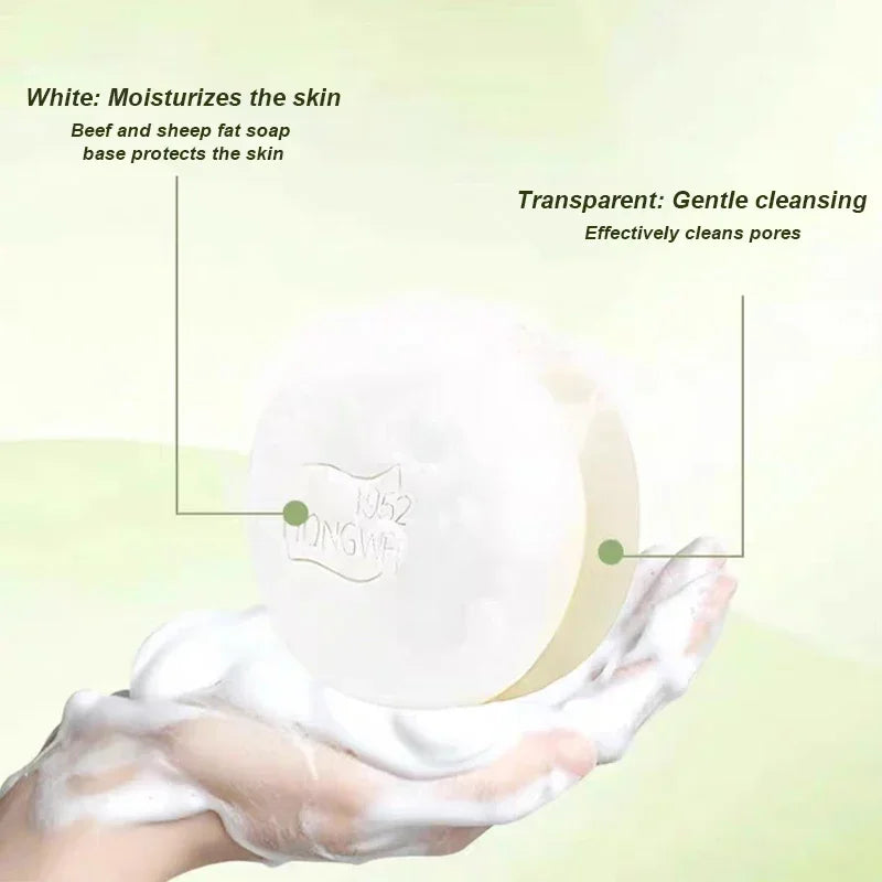China's Heritage Dual-Sided Lanolin  Fragrance Soap,Face Body Moisturizing Exfoliating Cleanser,Sheep Fat Washing Bath Soap