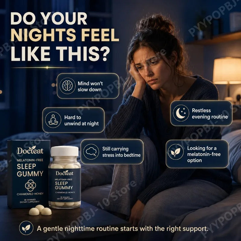 Evening Wellness Gummy Melatonin Free with Magnesium L Theanine Botanicals Supports Relaxation Chamomile Honey 30 Gummies