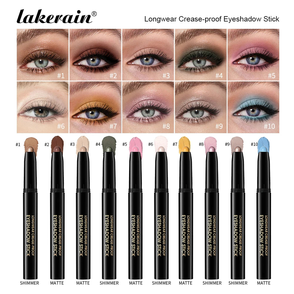 Shimmer & Matte Eyeshadow Pencil Stick Waterproof Pearlescent Metallic Glitter Eye Shadow Highlighter Pen Eyeshadow Cosmetics