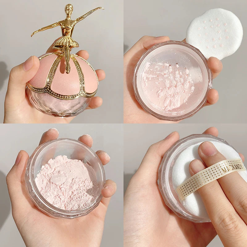 Creative Loose Powder Ballet Dancer Girl Cosmetics (Loose Powder, Long-Lasting Waterproof, Cherry Blossom Shimmer)