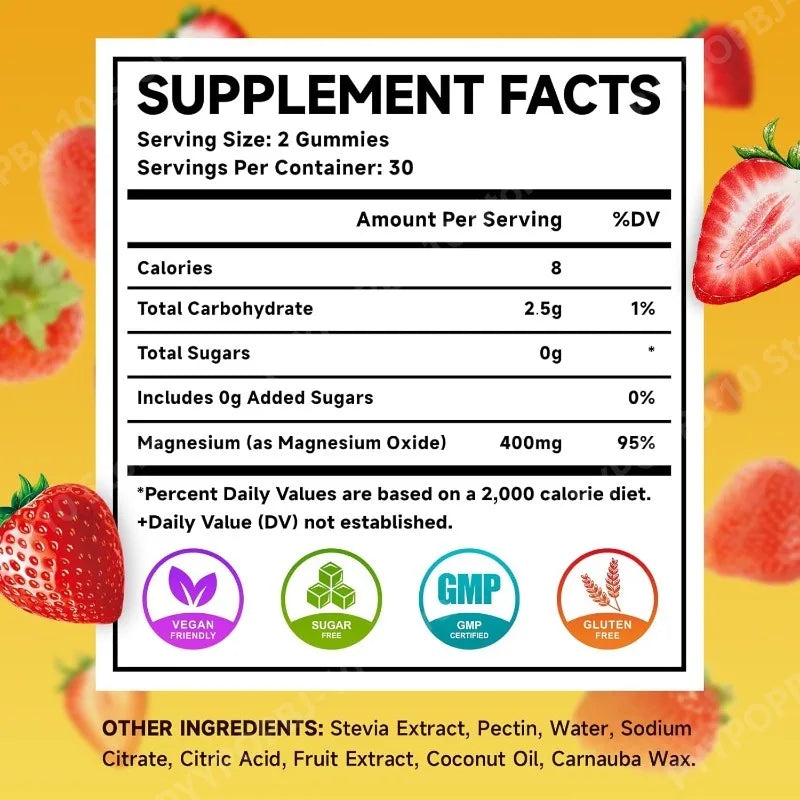 Magnesium Oxide Gummies 400mg Chewable Magnesium Oxide Supplement for Adults Muscle Function Support