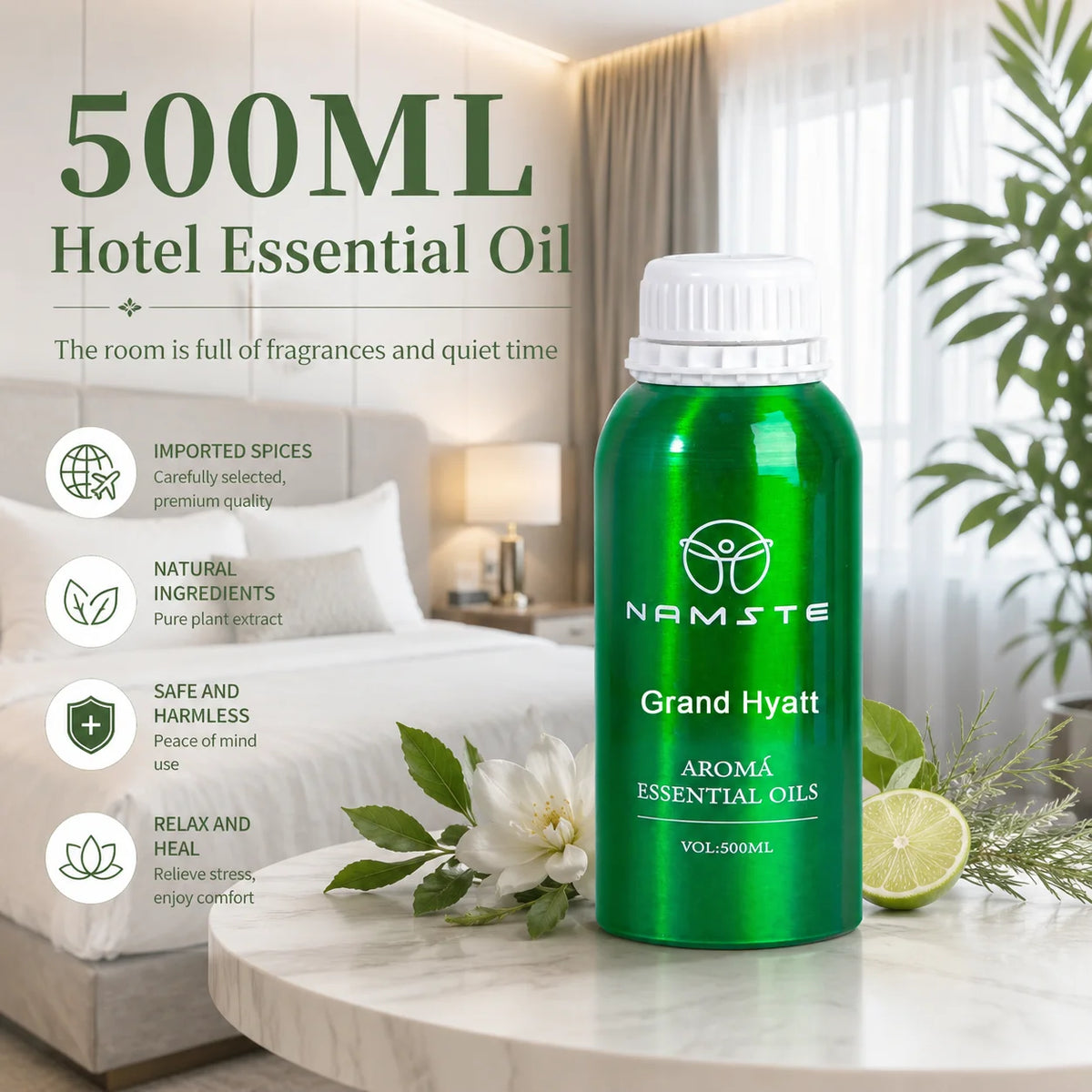 NAMSTE 500ML Essential Oil Pure Natural Automatic Air Freshener Oil Diffuser Essential Oils Fragrance for Bedroom Mall Apartment