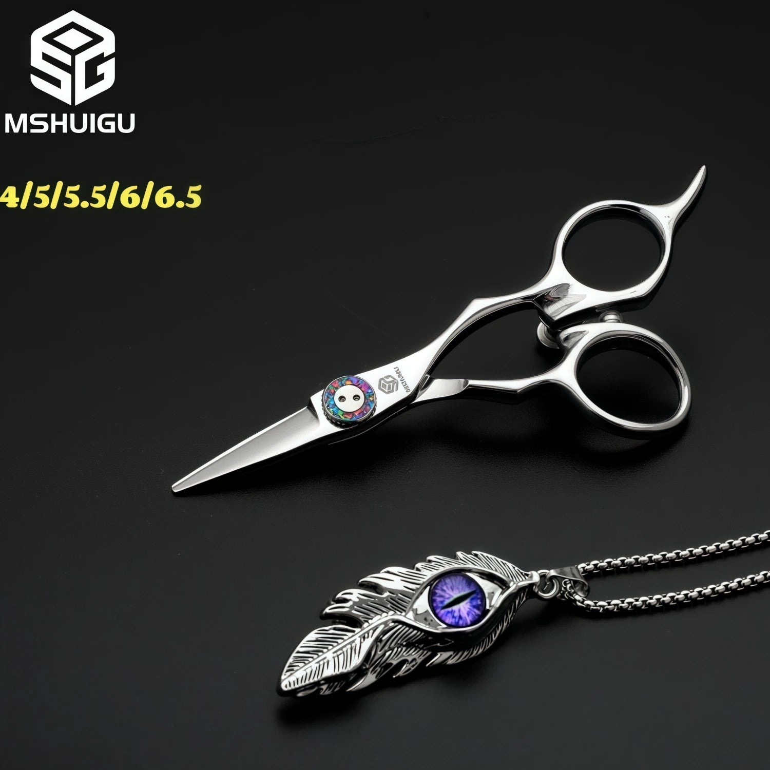 MSHUIGU Professional Hair Scissors Multifunctional Thinning Shear 440C 4-6.5 Inch Barber Shop Tools Scissors with Bearing