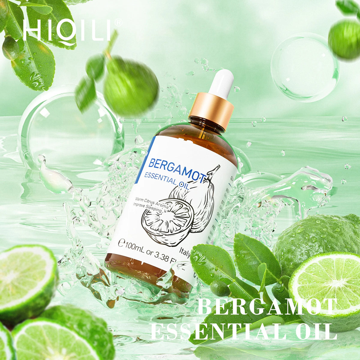 HIQILI 10/30/100/500mL Natural Bergamot Essential Oil,Fragrant And Concentrated,Furniture Fragrance,Humidifier,Diffuser Bergamot