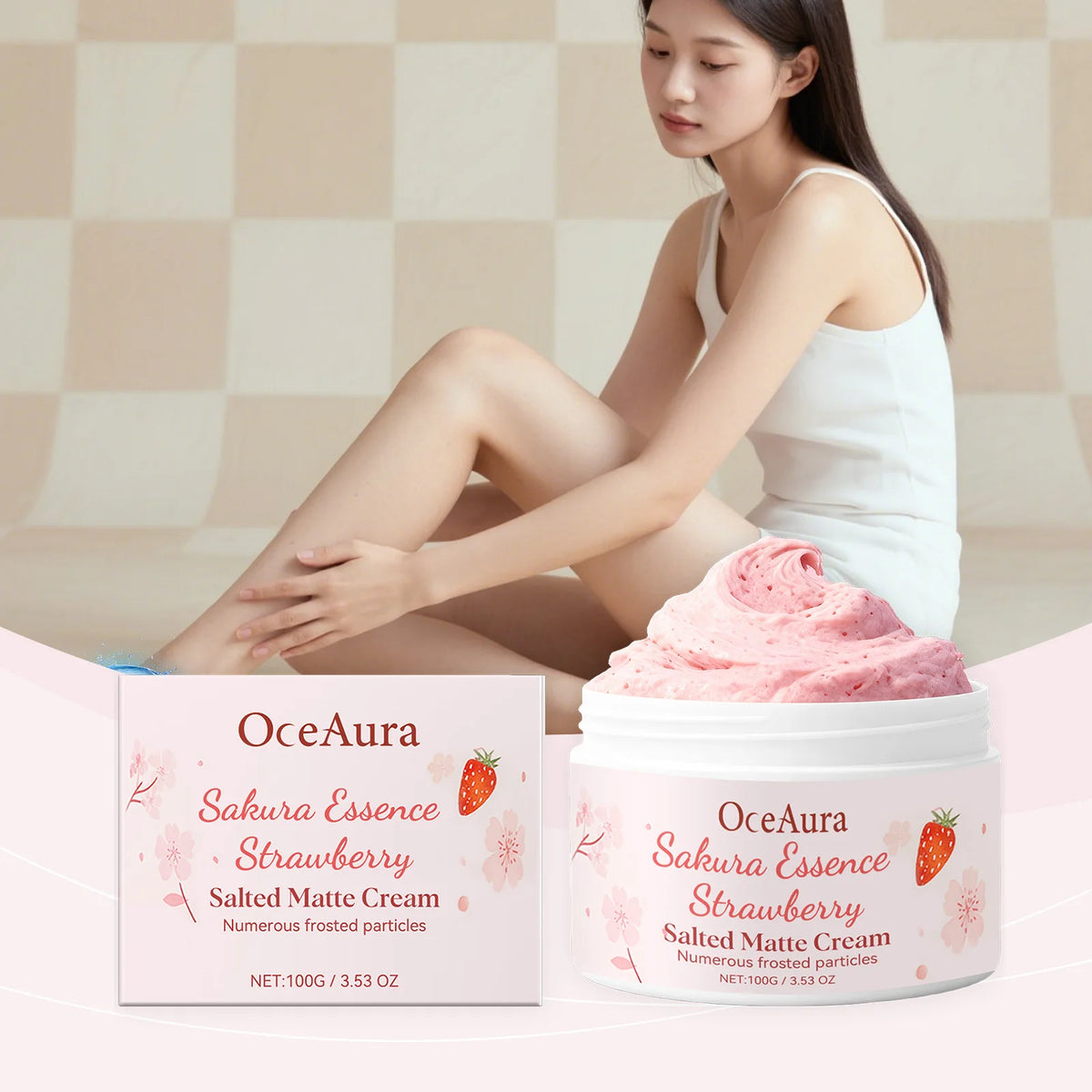 Sakura Strawberry Body Scrub Cream Deeply Cleansing Exfoliating Scrub For Smooth & Glowing Skin Dead Skin Removal Moisturizing