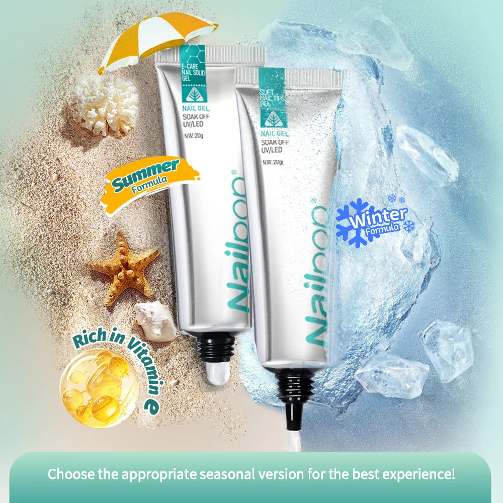 Nailpop Soft Nail Tips Gel SUMMER WINTER EDITION with Vitamin E Formula for Press on Nails Strong Hold and Beautiful Nails 20g