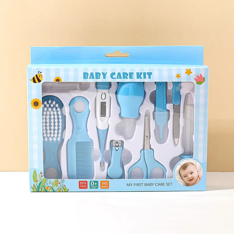 7-in-1 Baby Care Kit: Newborn Grooming Set (Nail Clippers/Brush/Thermometer) for Infant (Pink/Blue)