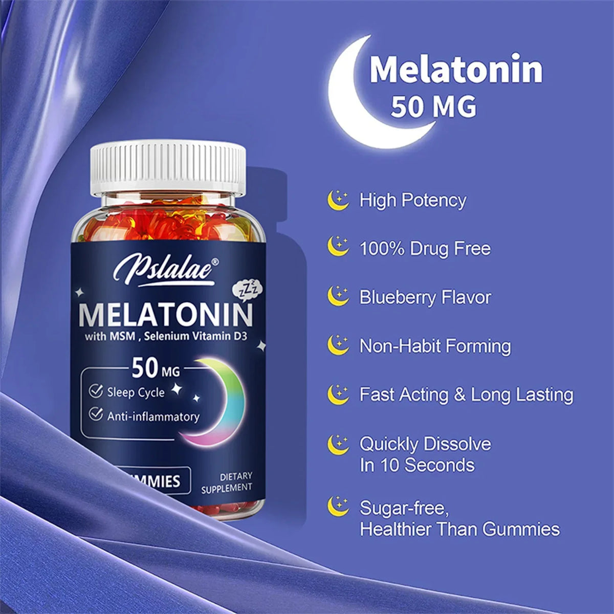 Melatonin Gummies 50 Mg - Improve Sleep Quality and Relaxation During SleepSupplementsSupplements