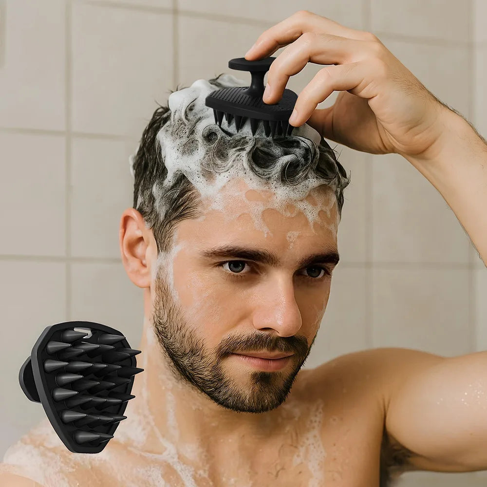 Silicone Head Scrubber Cleansing Exfoliating Hair Brush Ergonomic Handheld Design for Gentle Scalp Massage Bathing Tools