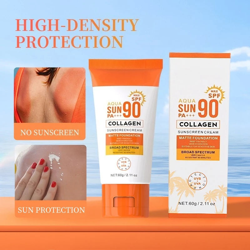 SPF90+ Protection Sunscreen Lotion, Summer UV Defense Facial Barrier, Refreshing Non-Greasy Formula for Daily Sun Care