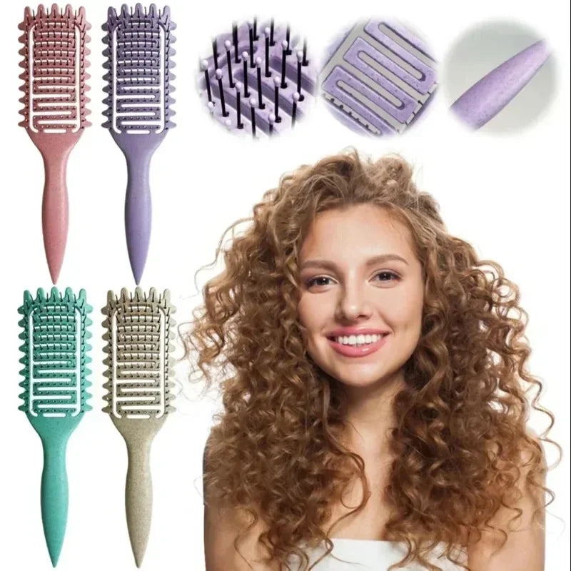 Curl Define Styling Brush Hollow Out Detangling Comb For Wet Dry Curly Hair Shaping Barber Hairdressing Tool