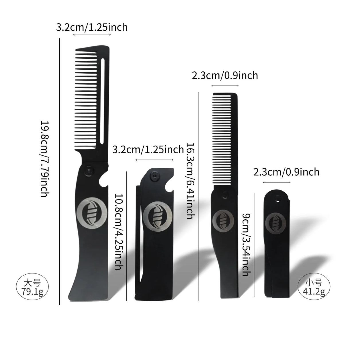 1/2Pcs Stainless Steel Portable Folding Pocket Comb Fine Tooth Comb Beard Combing Barber Salon Hair Styling Tools