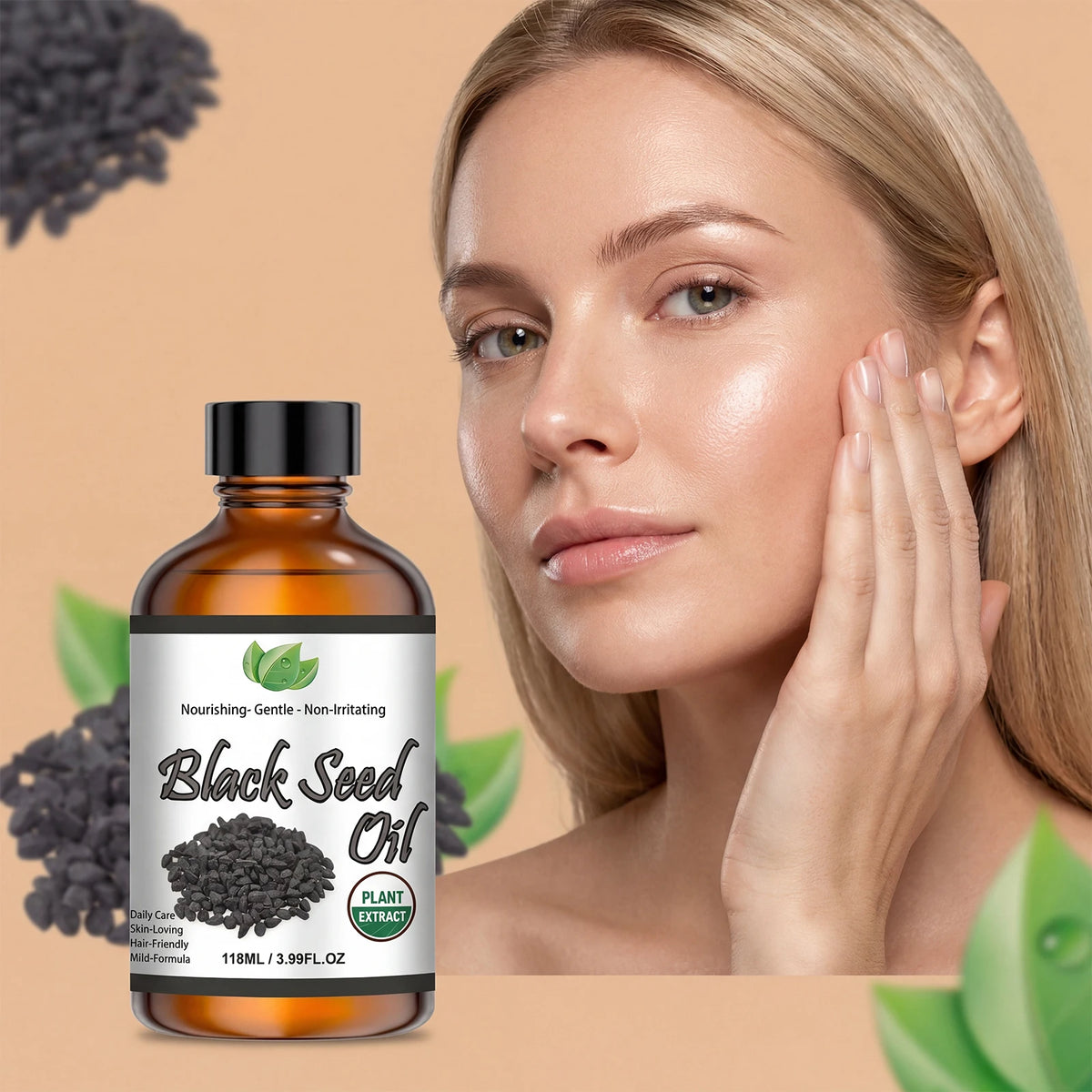 Pure Black Seed Oil Essence Multipurpose Deep Nourishing Oil for Face Body Hair Scalp Soothing Hydrating Refreshing Skincare Oil