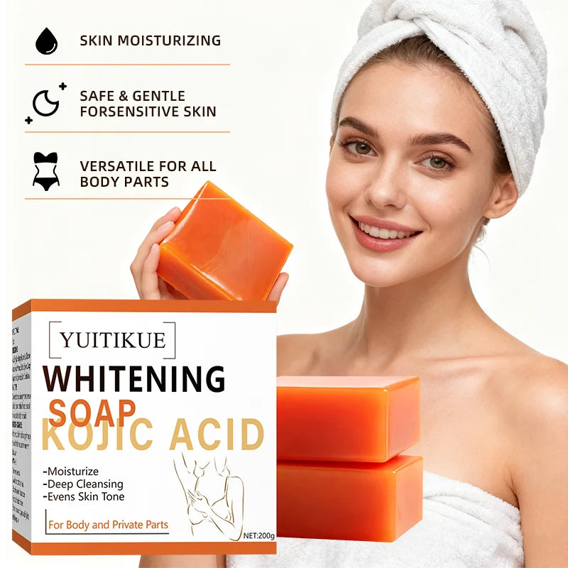 YUITIKUE Kojic Acid Whitening Soap - Brightens Skin Tone, Deep Cleansing & Moisturizing, Gentle for Sensitive Skin & Body Care
