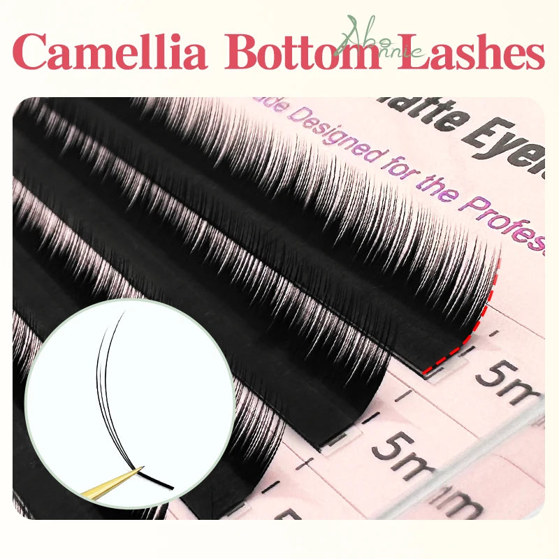 Abonnie LJ Pre-Bundled Bottom Eyelashes 5-7mm Camellia Eyelashes Extensions Automatic Flowering Lashes LB Premade Spike Lashes