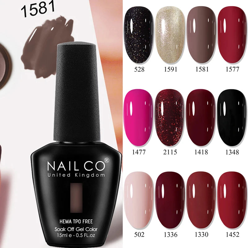 NAILCO 15ml TPO-Free Nail Gel Polish Vernis Semi Permanent Nails Art Manicure Design Hybrid Remover Gel Top Coat Ongle Gel UV