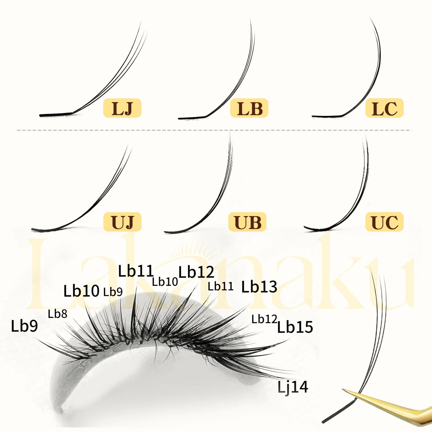 Abonnie UJ UB UC Camellia Lashes Pre-Bundled Eyelashes LJ LB LC Automatic Fanning Eyelash Extensions Comic Lashes Manhua