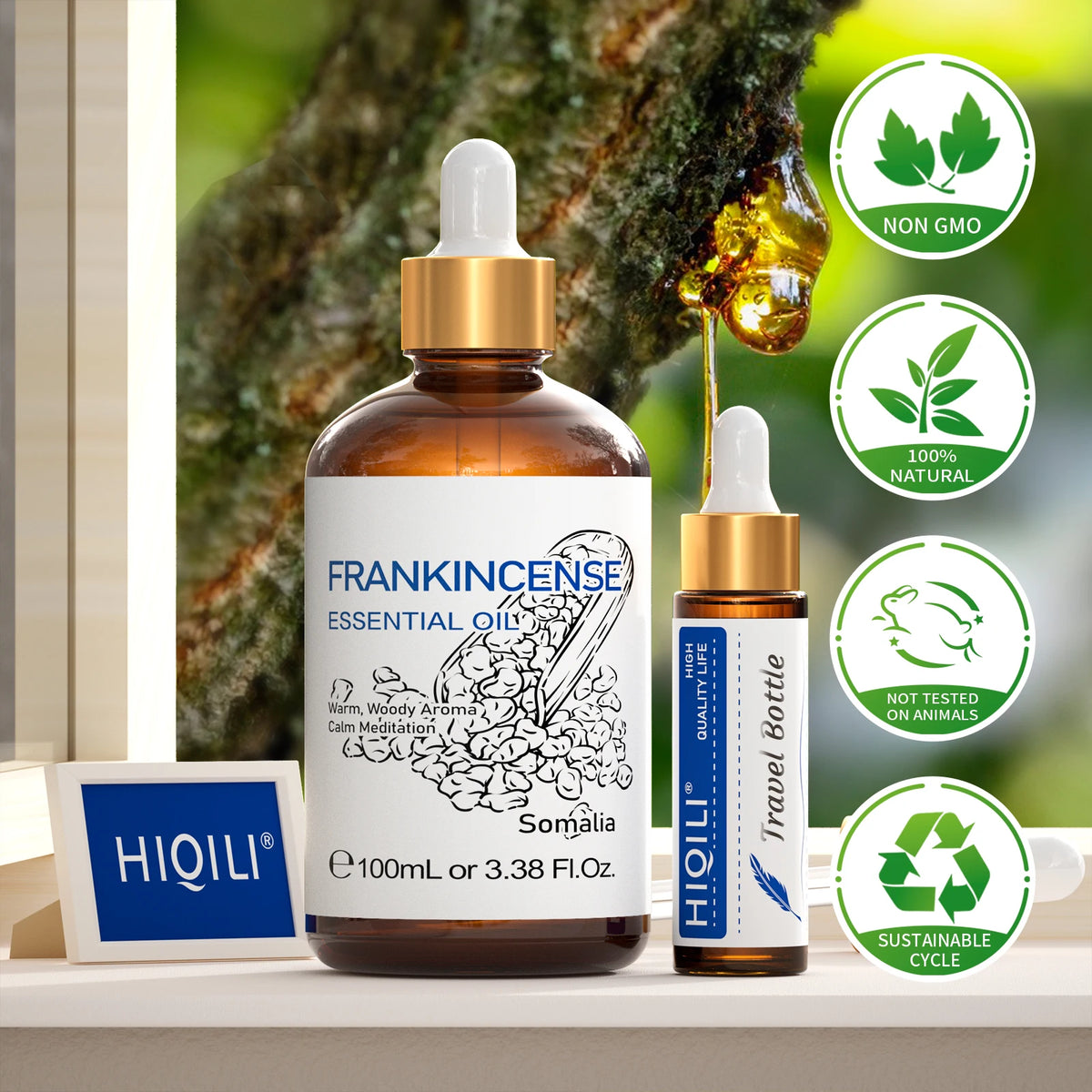 HIQILI Premium Frankincense Essential Oil 100ML Organic Ylang Vanilla Oils for Diffuser / Humidifier Home Fragrance