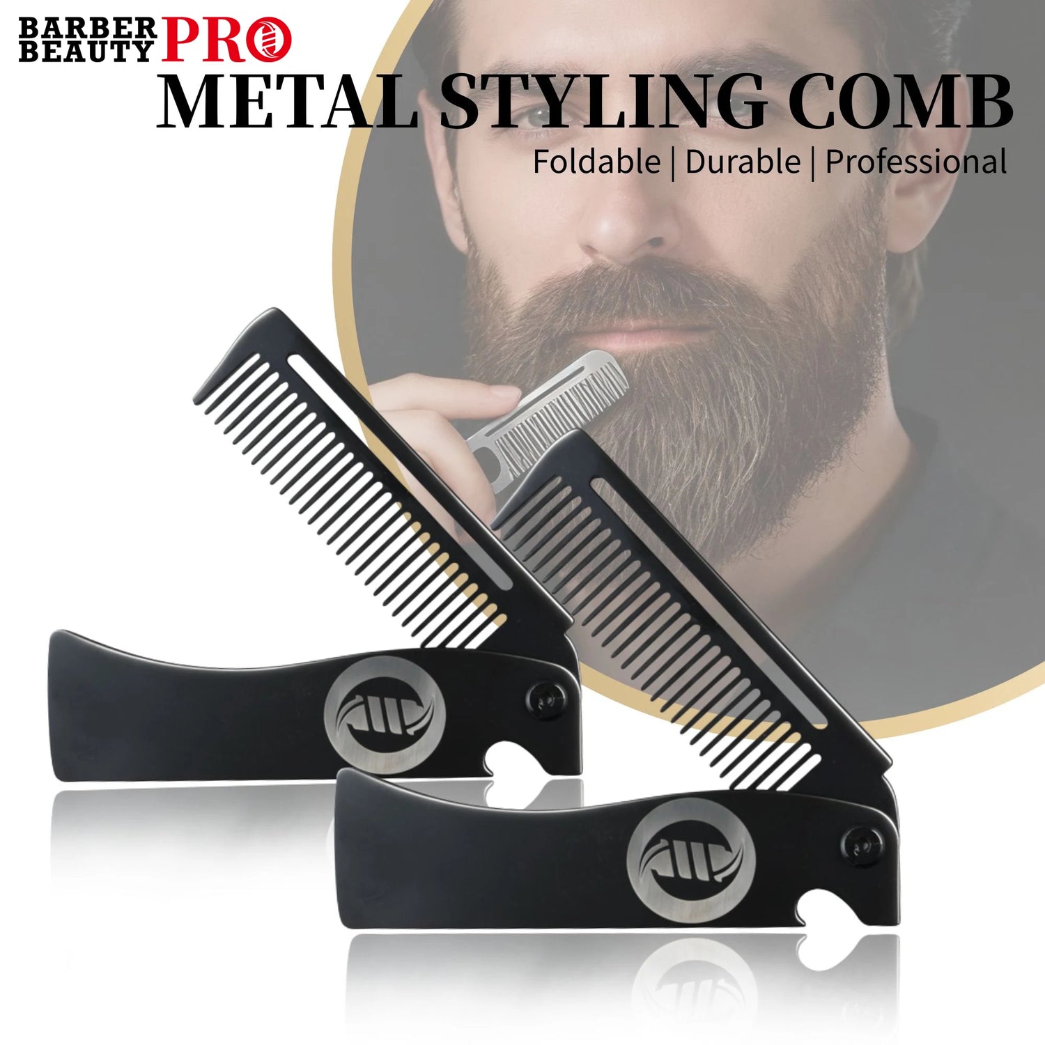 1/2Pcs Stainless Steel Portable Folding Pocket Comb Fine Tooth Comb Beard Combing Barber Salon Hair Styling Tools
