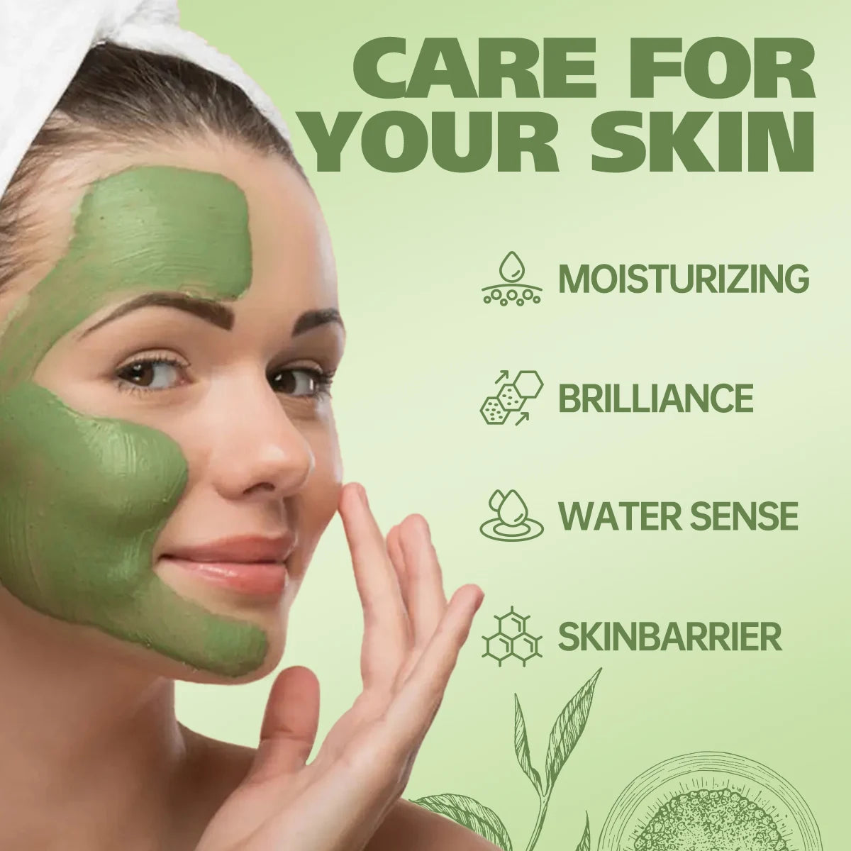 Matcha Deep Cleansing Mask Clay mud formula, refreshing oil control, balance skin oil