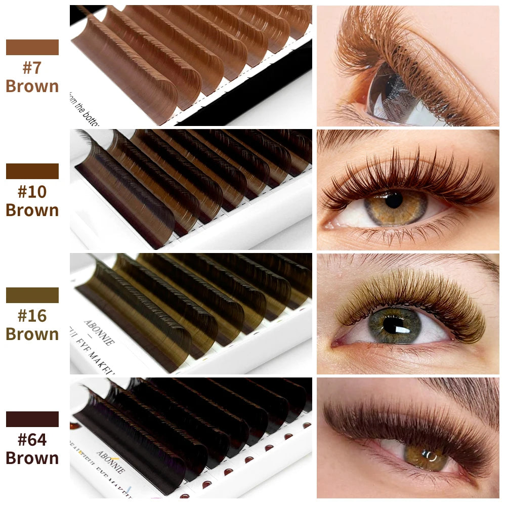 Abonnie Brown Individual Eyelashes Extension All Size Lashes Colorful Premium Classic Lashes