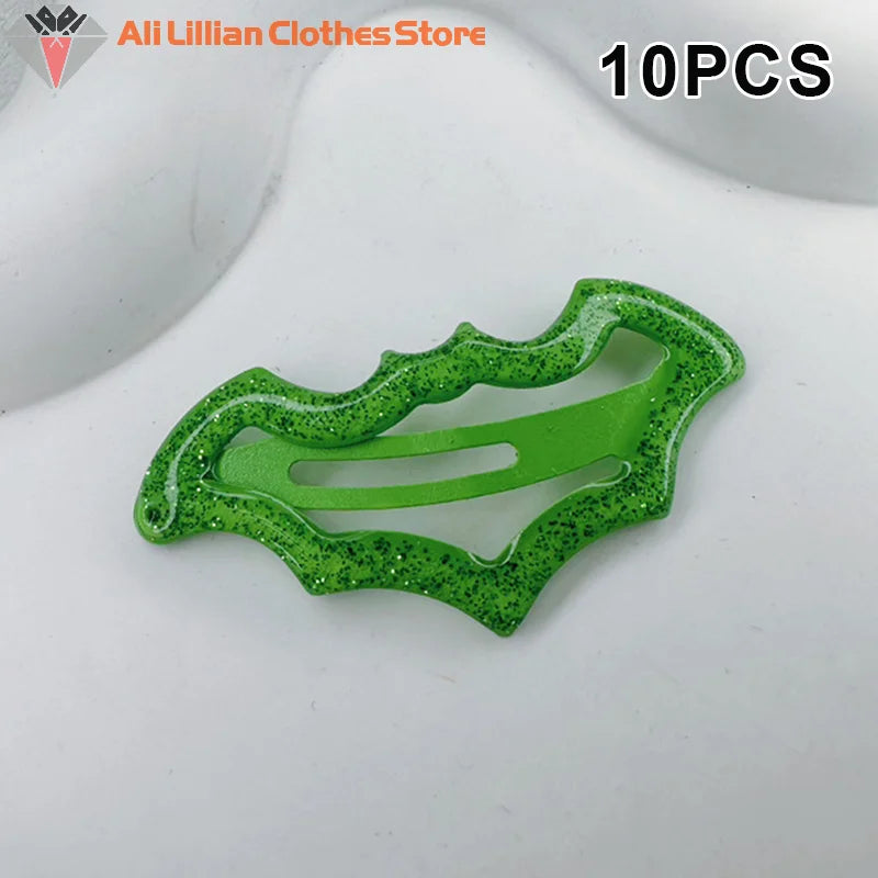 10Pcs Multi-Color Halloween Bat Hairpins Set Hair Styling Cute Fashion For Women Girls Party Essentials Ideal Gift Accessories