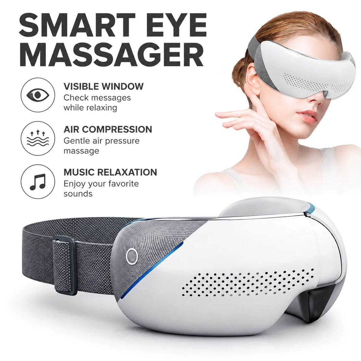 Visible Eye Massager Smart Eye Mask with Air Compression Massage Foldable Portable Eye Relaxation Device for Women Men Gift