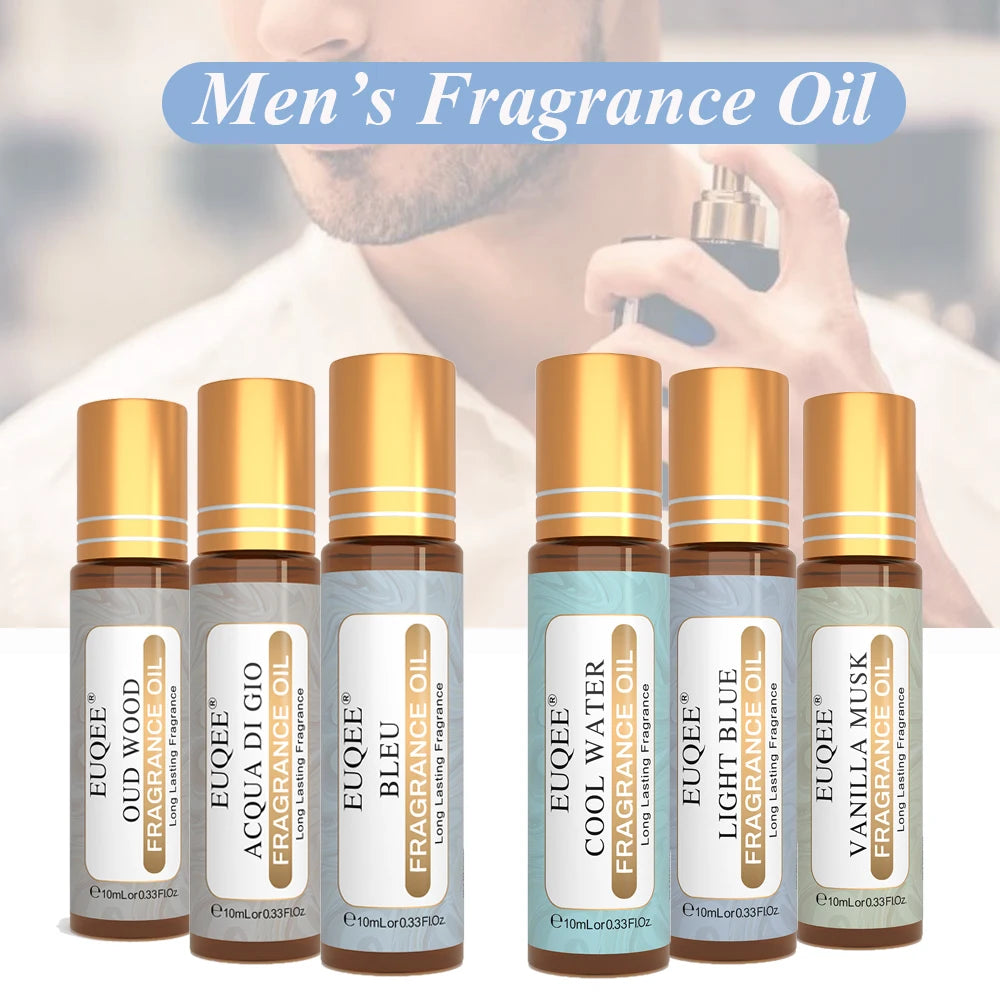 EUQEE 10ml Premium Men's Fragrance Oil For Car Diffuser Aromatherapy Vanilla Musk Leather Amber Romance Aroma Essential Oils