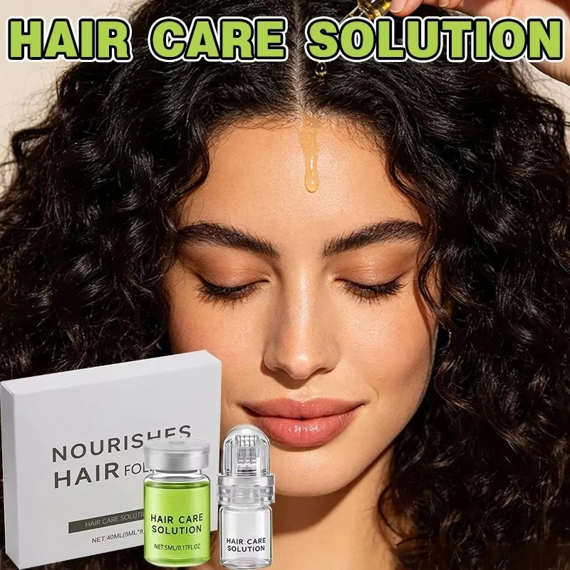 0.25mm Hair‑Growth Micro‑needle Roller Set with 8×5ml Ampoules Nourish Follicles Prevent Loss & Breakage Boost Hair Thickness