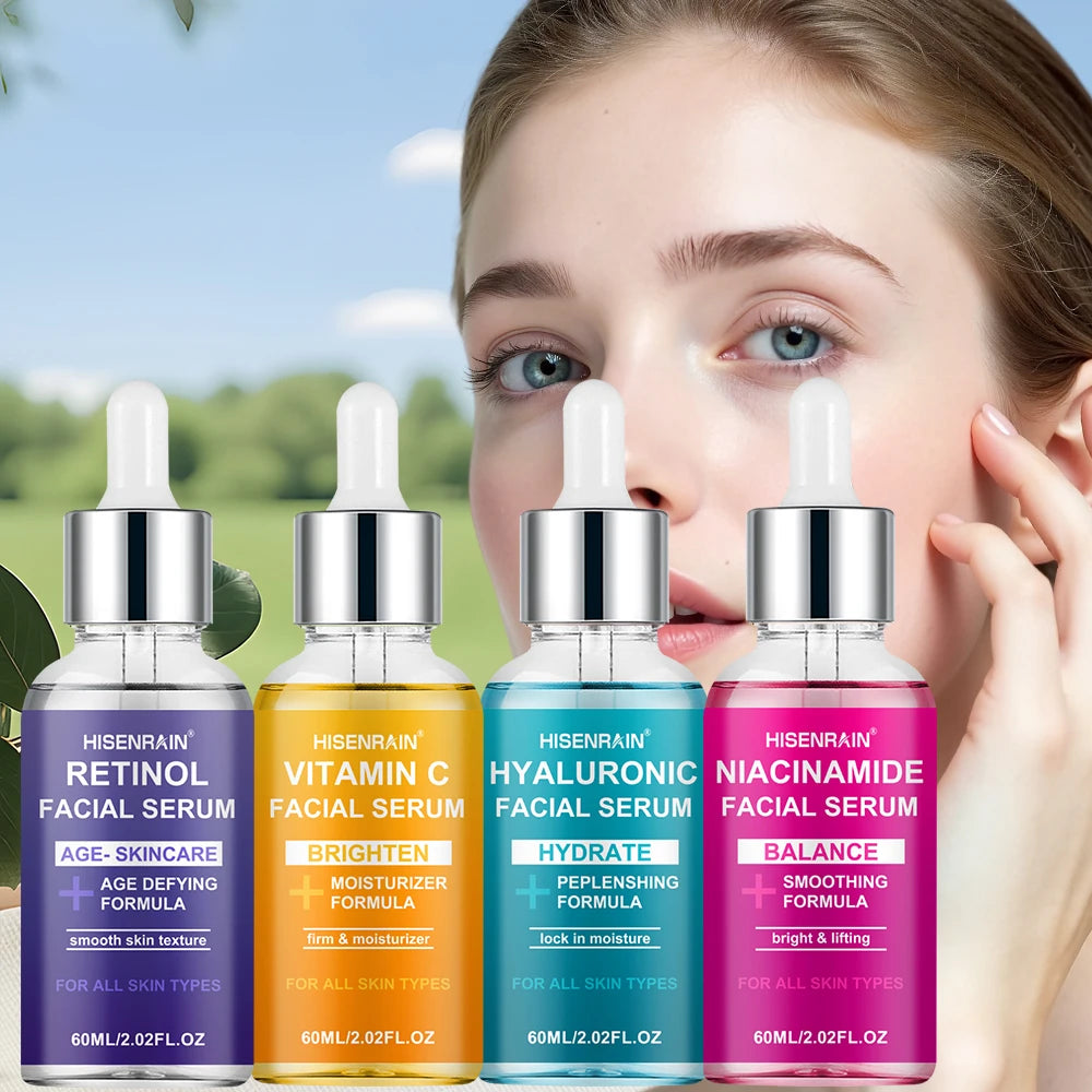 HISENRAIN Luxury Moisturizing Essence 4-Piece Set - Premium Skincare Gift for Holiday Seasons, Radiant & Hydrated Skin.