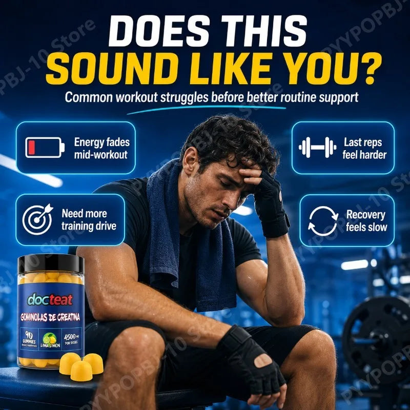 Creatine Monohydrate Gummies 4500mg Per Serving Supports Muscle Strength Workout Performance Lime Lemon Flavor 90 Gummies