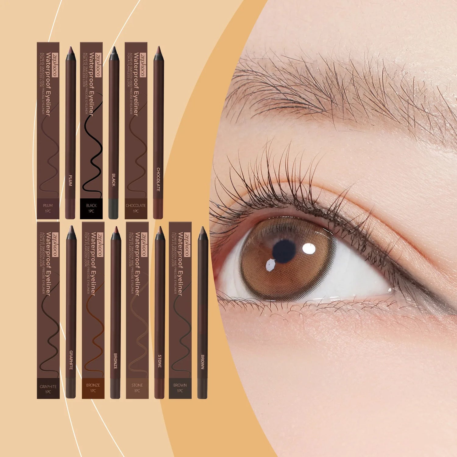 Waterproof Eyeliner Pen Colorfast Long Lasting Anti Smudge Quick Drying Sweat Resistant Smooth Portable Eye Liner Pen Eye Makeup
