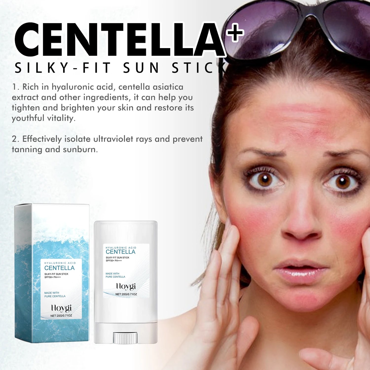 SFP50+ Hyaluronic Acid Suncream Lightweight No White Invisible Sun Stick With Centella Lasting Hydrating Sun Stress Protect