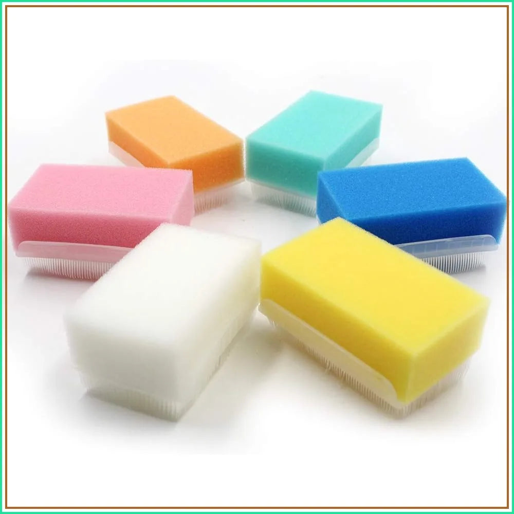 Multipurpose 2-in-1 Brush & Sponge for Bathing, Sensory Therapy, Surgical Scrub, Cradle Cap & Nail Cleaning (6 Pack)
