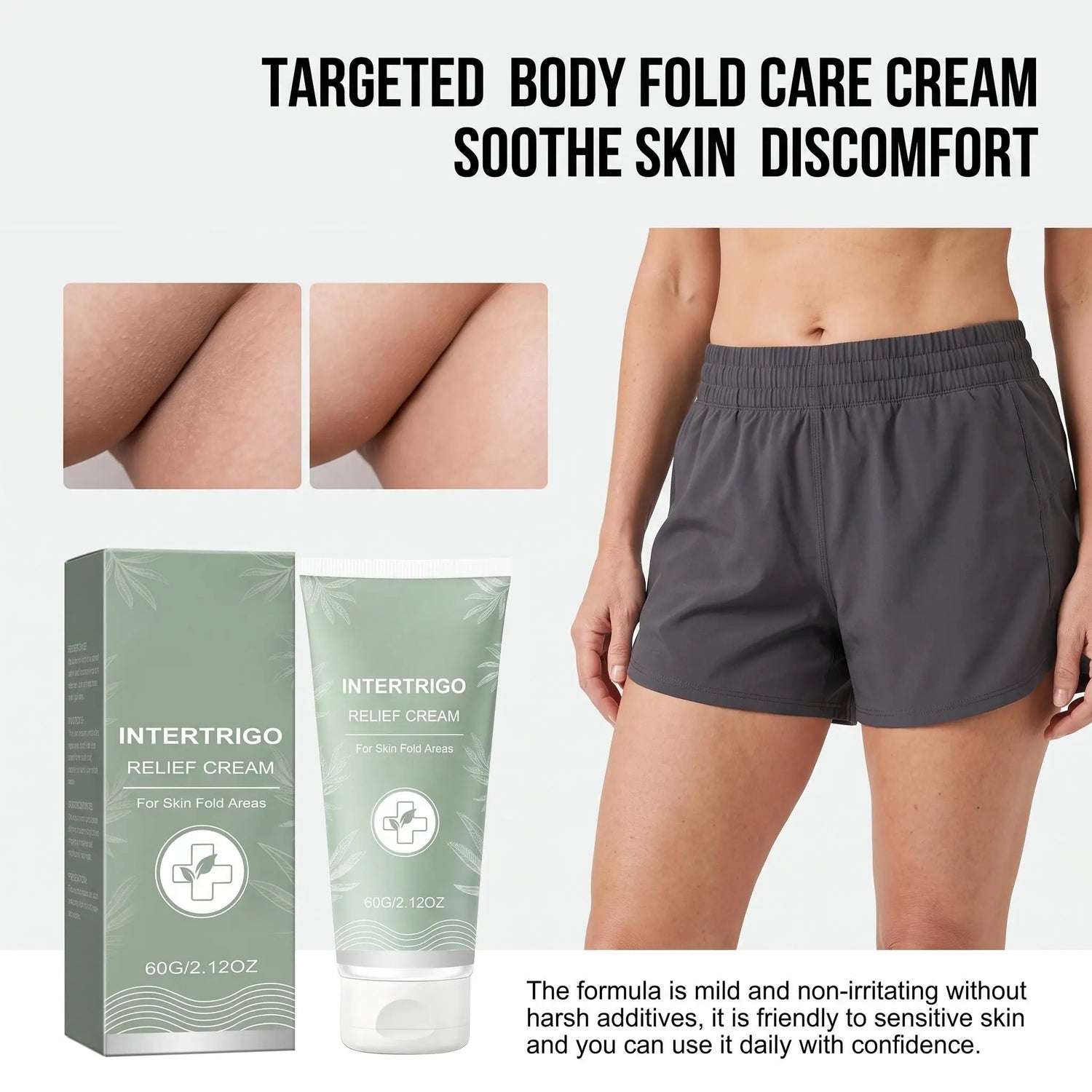 Intertrigo Relief Cream Soothing Skin Fold Redness Reduce Inner Thigh Underarm Friction Daily Body Care Skin Fold Barrier Cream