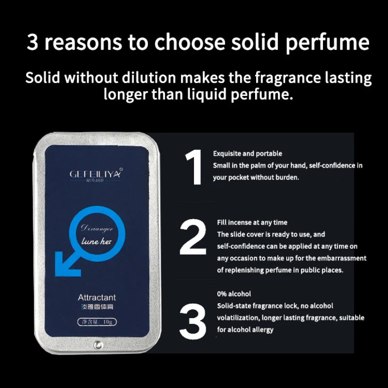 Woman Man Body Unisex Pheromone Fragrance Solid Balm, Alcohol-Free, Long Lasting Fragrance & Deodorant, Portable 10g