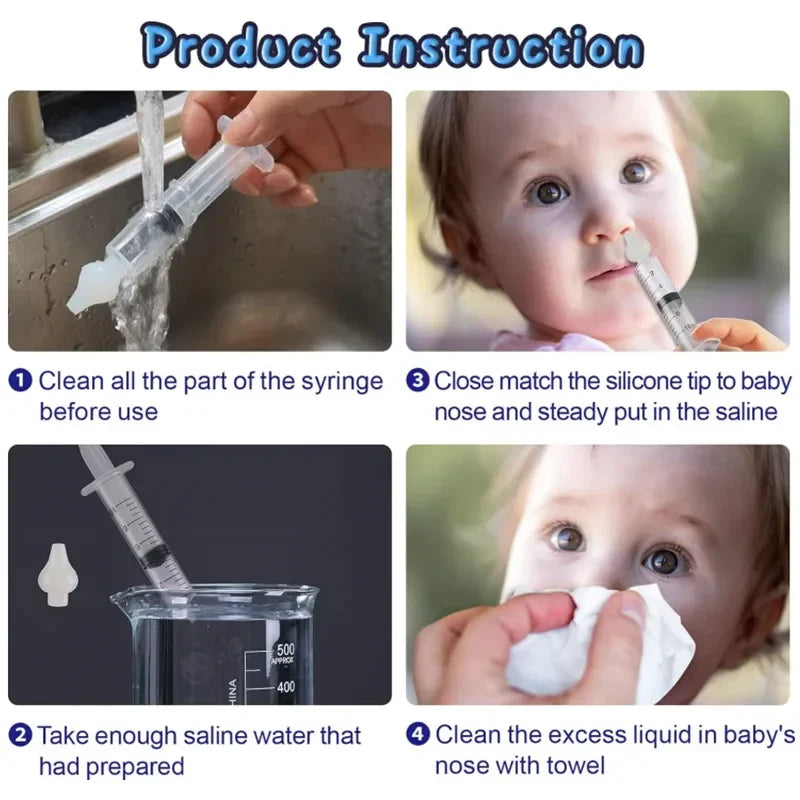 10ML Baby Nasal Aspirator Syringe - Safe for Newborns & Toddlers Gentle Soft Tip Nasal Irrigator Washer Nose Cleaner