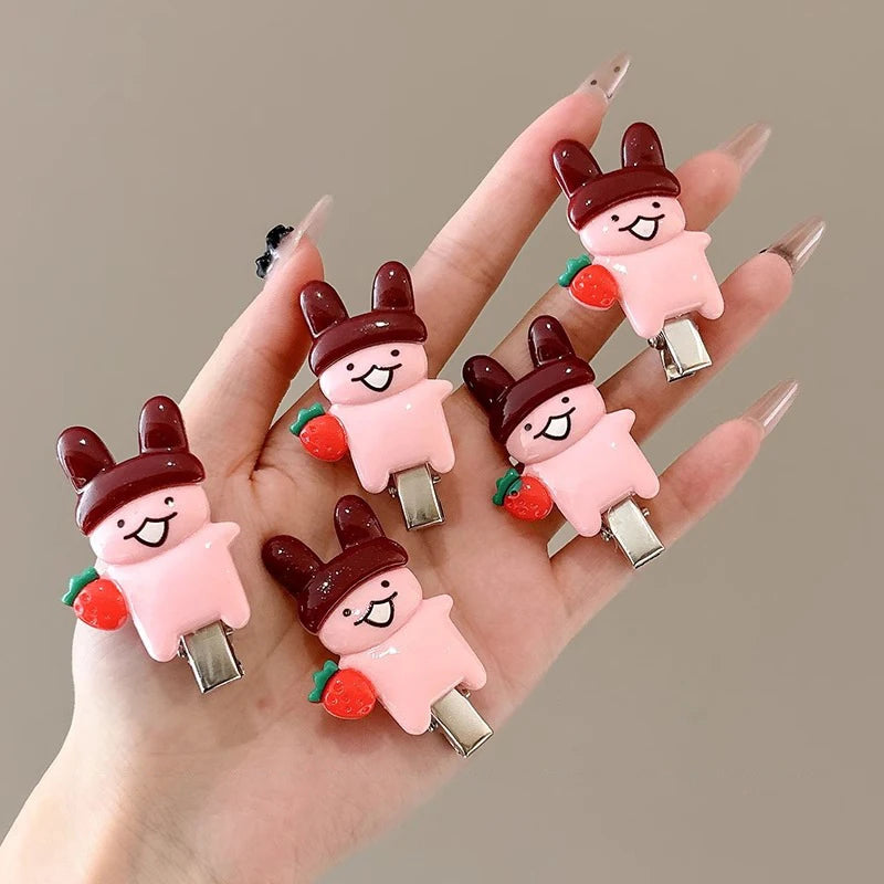 2pcs Cute Cartoon Rabbit Hair Side Clip Bunny Bangs Edge Hairpins Girls Sweet Hair Styling Tools Decoration Tools Gifts