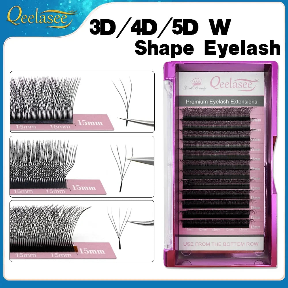 Qeelasee Eyelashes Mink 3D 4D 5D W Shape Beauty Salon Eyelash Extensions Wholesale Maquiagem Cílios Eye Lash Extension Supplies