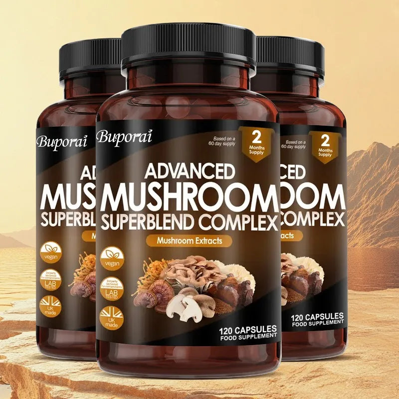 Mushroom Super Blend Complex - Brain Nervous System Health and Memory Supplements Immunity Sleep Energy Mood Support