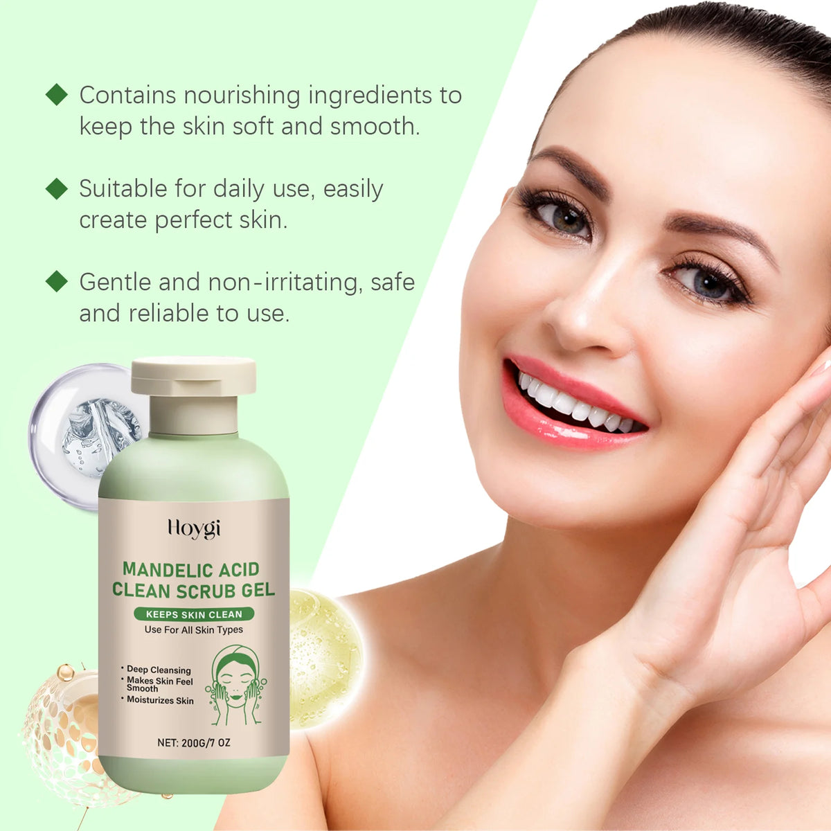 Mandelic Acid Body Scrub Gel Gentle Cleansing Pore Exfoliating Dead Skin Remover Smoothing Reduce Dryness Deep Cleansing Scrub