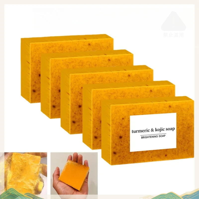 1/2/3Pcs 100g Turmeric Hand Made Soap, Lemon Kojic Acid Soap, Shower and Facial Soap Body Care