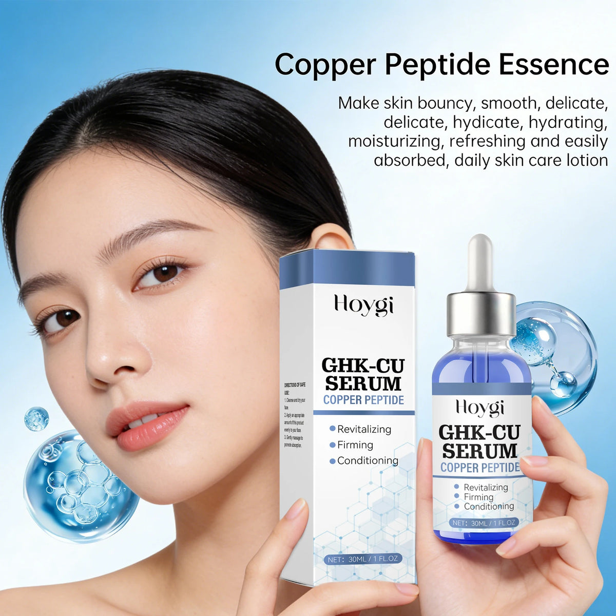 Copper Peptide Facial Serum Anti Wrinkle Remover Antioxidant Skin Rejuvenating Barrier Repair Brighten Skin Tone Skin Cosmetics