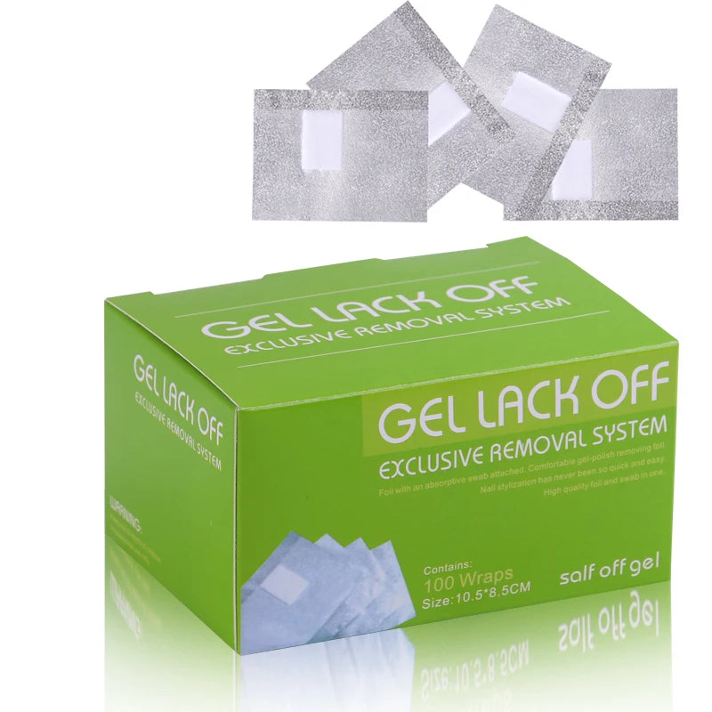 100Pcs/Box Aluminium Foil Quick Gel Polish Remover Pads Nail Art Soak Off Polish Nail Removal Wraps Nail Towel Manicure Tool 