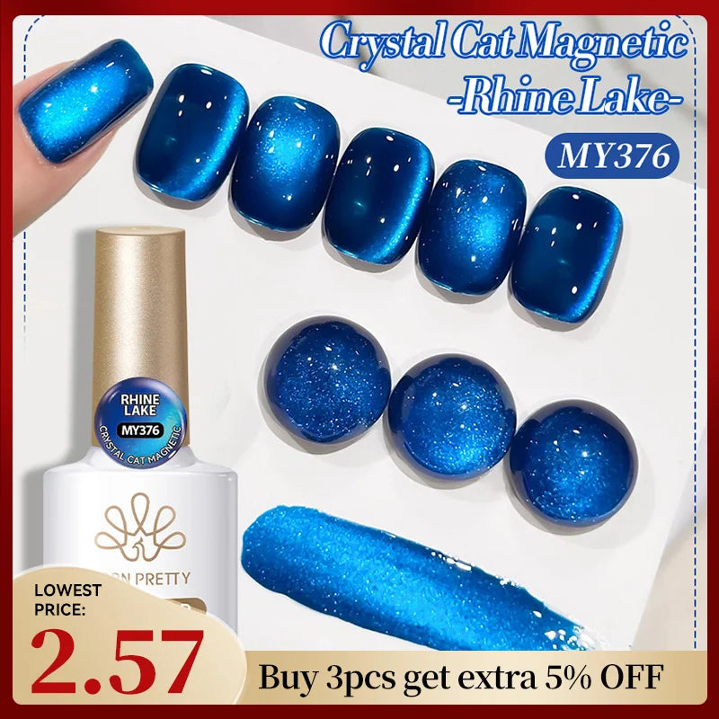 BORN PRETTY 10ml Rhine Lake Blue Cat Magnetic Gel Dark Blue Glitter Soak Off UV Gel Nail Art Varnish Manicure Nail Art Salon