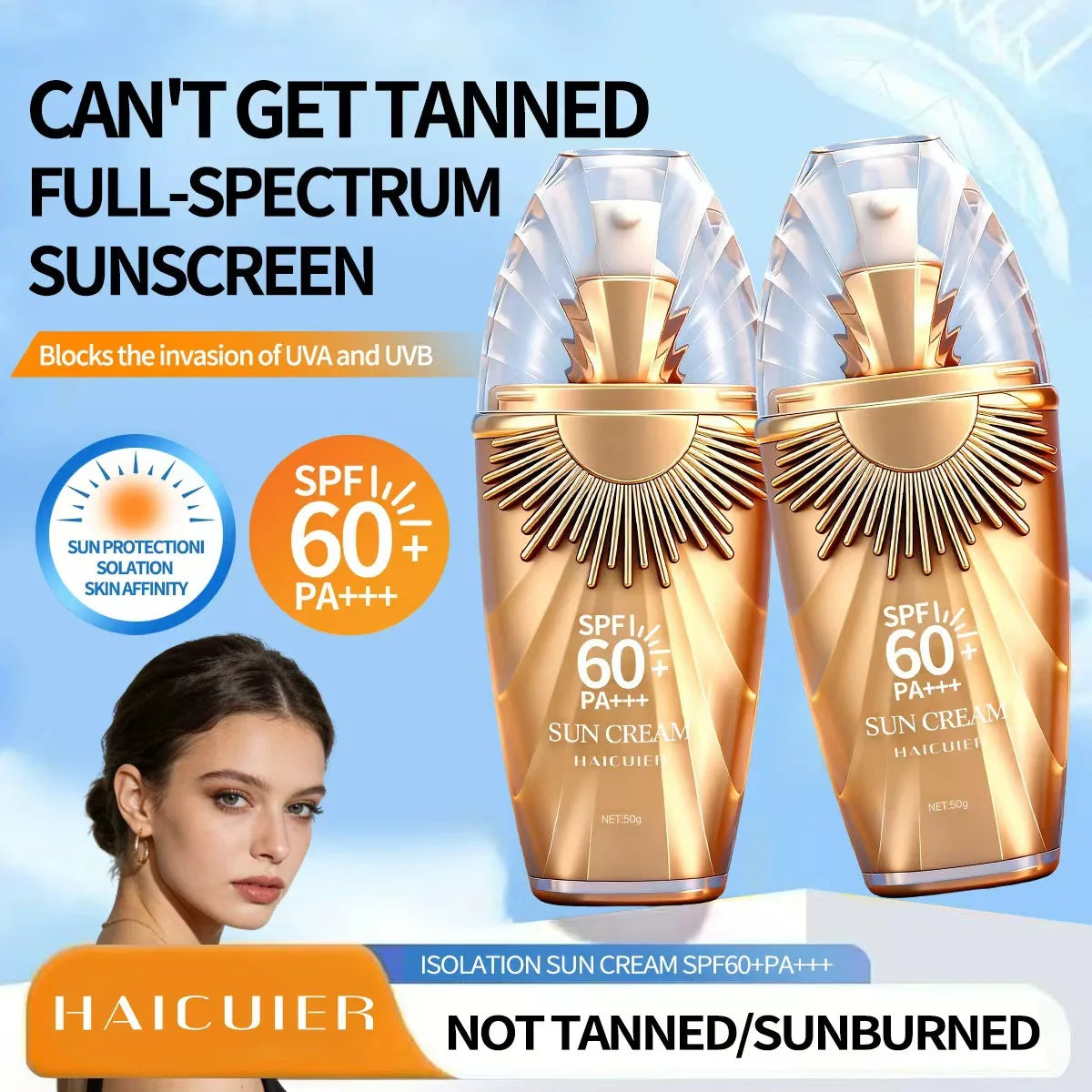 SPF 60 Sunscreen Lotion High UV Protection Sunblock Refreshing Non-Greasy Lightweight Daily Facial & Body Sun Cream