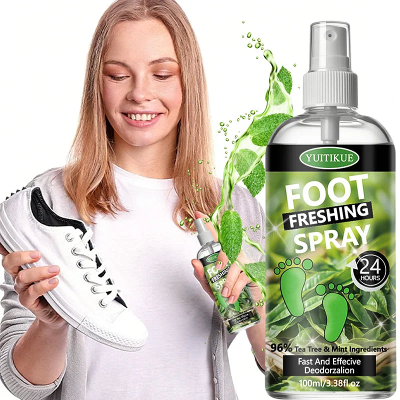 YUITIKUE Tea Tree Foot Freshing Spray, 100ml 24H Deodorant Spray for Foot Odor Control