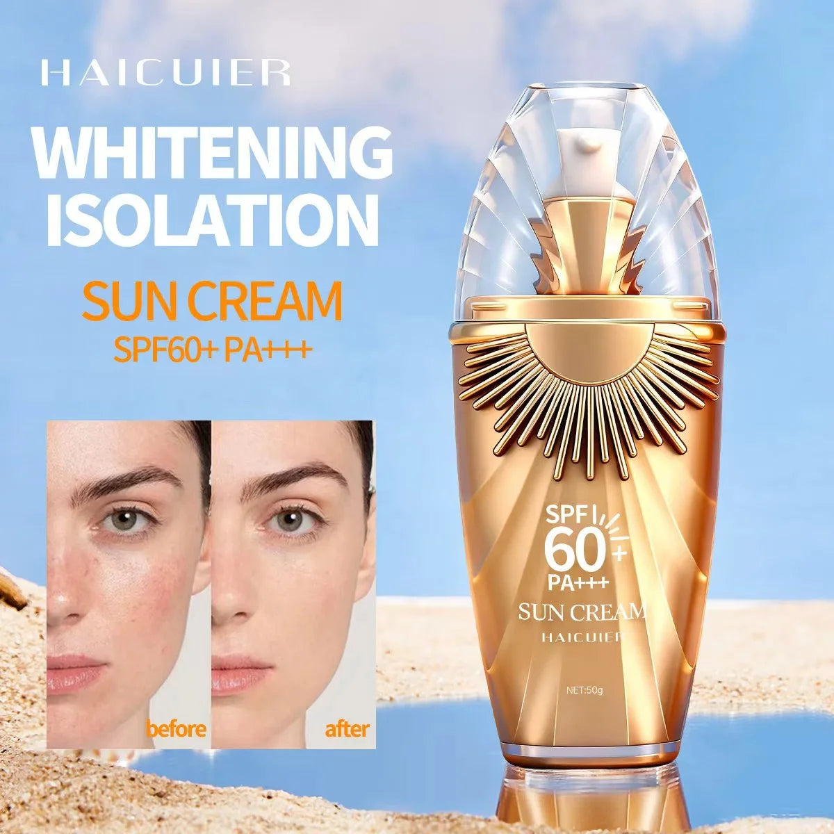 SPF 60 Sunscreen Lotion High UV Protection Sunblock Refreshing Non-Greasy Lightweight Daily Facial & Body Sun Cream