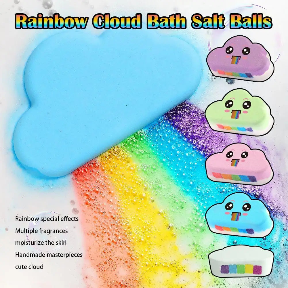 Rainbow Cloud Bath Balls Large Handmade Organic Fizzy Bath Balls Essential Oils Moisturizing Skin Care Gift For Kids Girls