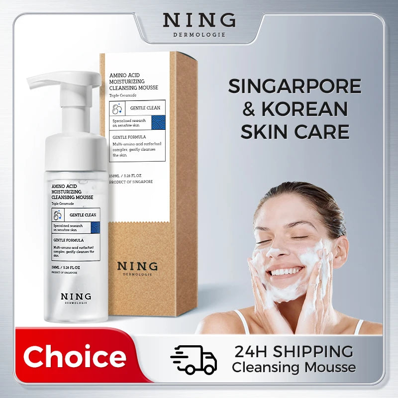 150ML Amino Acid Cleansing Foam for Sensitive Skin: Hydrating, Non-Tightening, Gentle & Low-Irritation with Dense Foam
